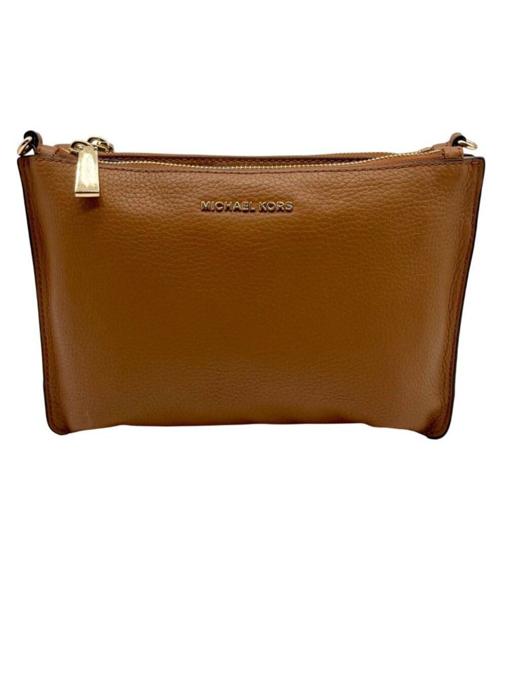 Michael Kors Brown Pebbled Leather Jet Set Crossbody Bag